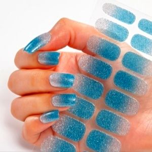 Aqua/Greenish Full Cover Nail Art Stickers Self Adhesive Decal Strips.